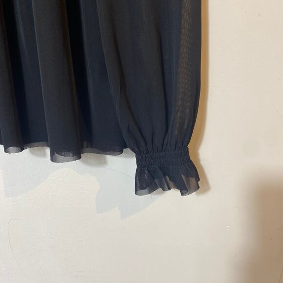 Anthropologie S Black Sheer Peasant Top Ruffle Goth Romantic‎ Dark Academia Boho - Picture 7 of 9